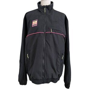 ADIDAS ORIGINALS MEN'S ADIPLORE BLACK PINK NEON ZIP UP NYLON TRACK TOP JACKET